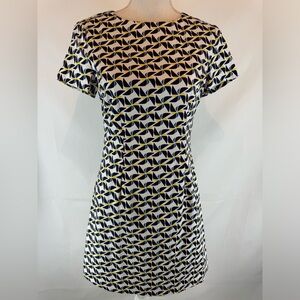 Louche London Women Rynie Windmill Black White Cotton Dress Back Zipper 6 Sm NWT